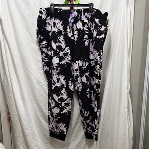 Athleta Black and Purple Tie-Dye Joggers